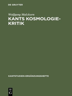 cover image of Kants Kosmologie-Kritik